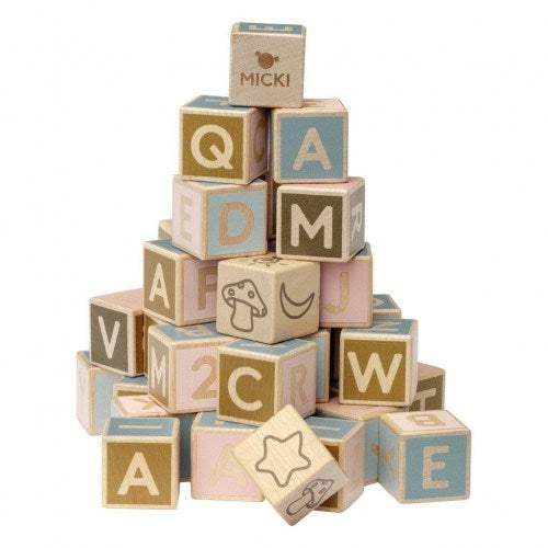 MICKI Wooden Letter and Number Building Blocks 36 pcs (7938613379298)