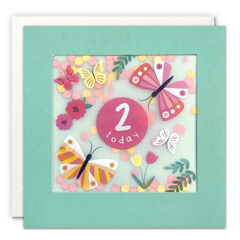 James Ellis - Age 2 Girl Butterflies - Shakies 2nd Birthday Card (8055518691554)