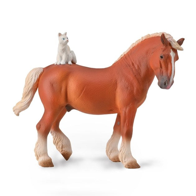 CollectA Draft Horse with Cat Figurine XL (8262287720674)