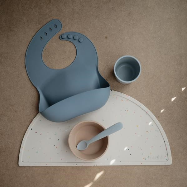 Mushie Silicone Baby Bib- Tradewinds (7448382865634)