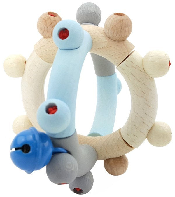 HESS-SPIELZEUG Motor Ball Rattle Natural Blue (7671976394978)