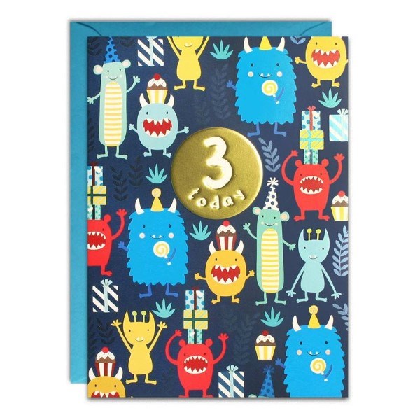 Age 3 Monsters Birthday Card (7097062424758)