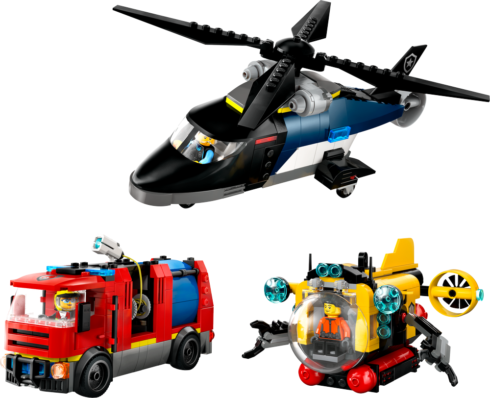 LEGO CITY Helicopter, Fire Truck & Submarine Remix 60462 (8776116699362)