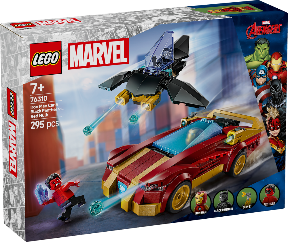 LEGO Super Heroes Marvel Iron Man Car & Black Panther vs. Red Hul 76310 (8776118829282)