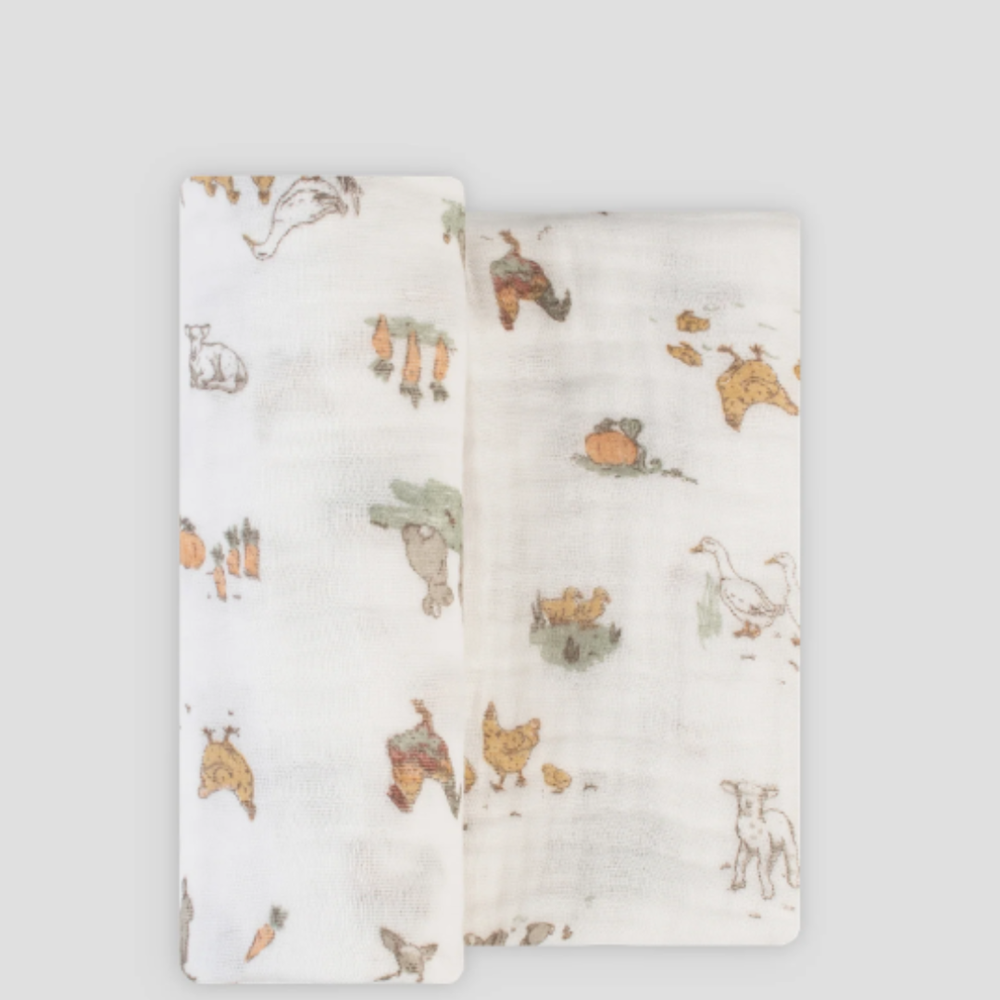 Little Linen TLLC Muslin 1pk Prints - Farmyard Lamb (8266184491234)