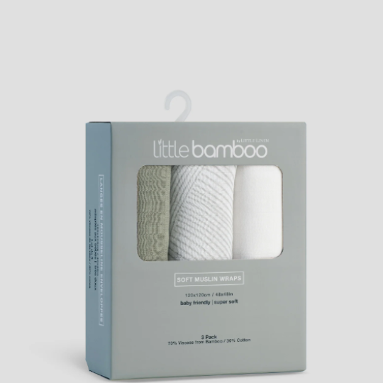 Little Linen Little Bamboo Muslin 3pk - Bayleaf (8266187768034)