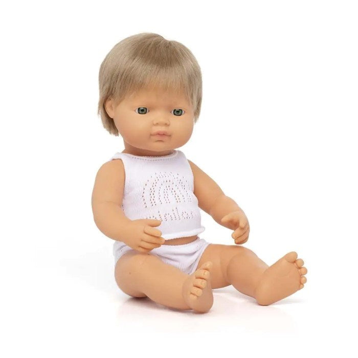 Miniland Doll - Anatomically Correct Baby Caucasian Boy Dark Blond Hair 38cm (8062313431266)