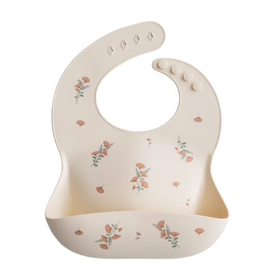 Mushie Bib - Pink Flowers (7933290053858)