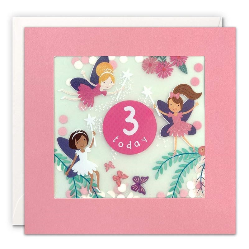 James Ellis - Age 3 Girl Fairies - Shakies 3rd Birthday Card (8055518789858)