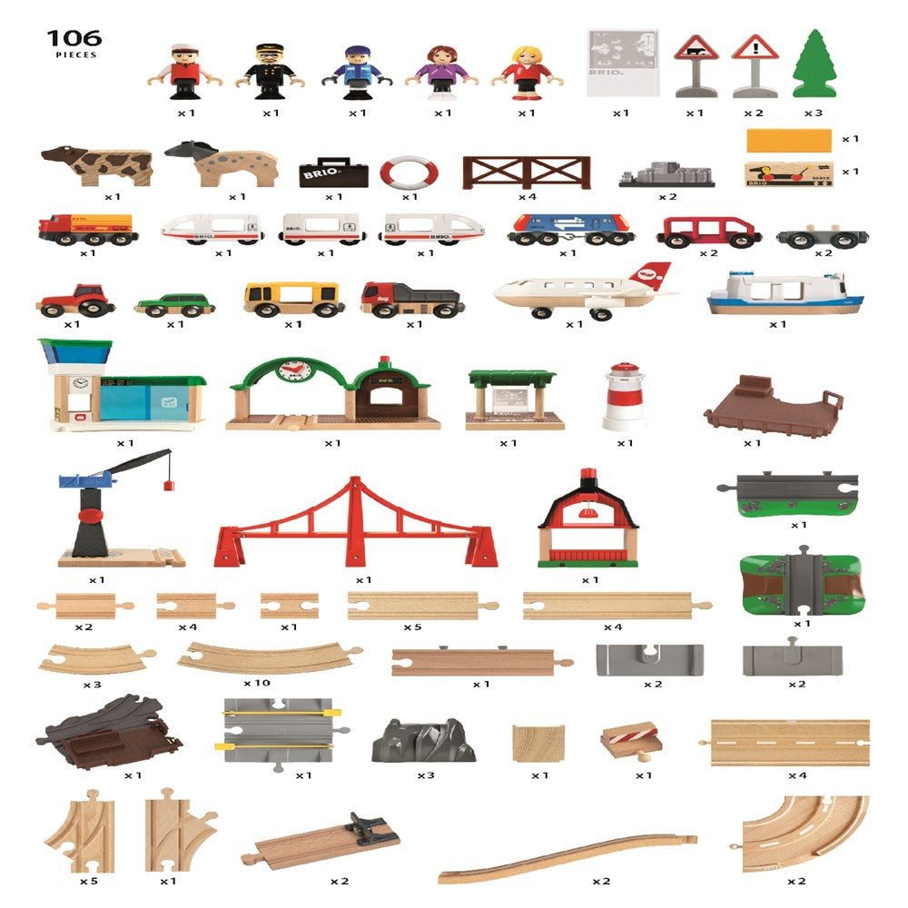 BRIO Set - Railway World Deluxe Set 106 pieces 33766 (8075012964578)