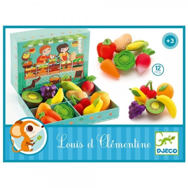 Djeco Louis & Clementine- Fruit and Vege Set - 12 pcs (7762936103138)