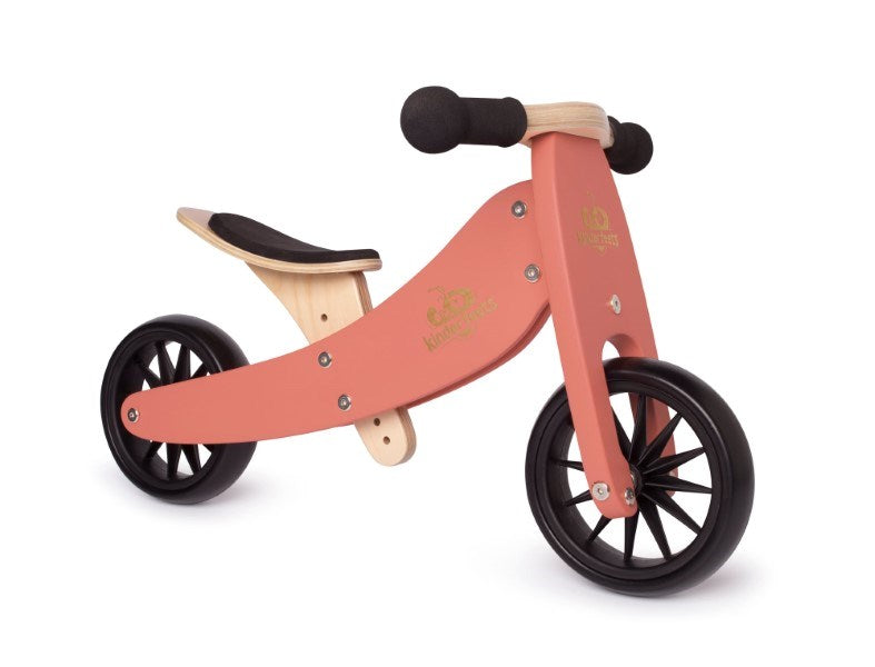 Kinderfeets Tiny Tot Tricycle + Balance Bike- Coral (8237395804386)