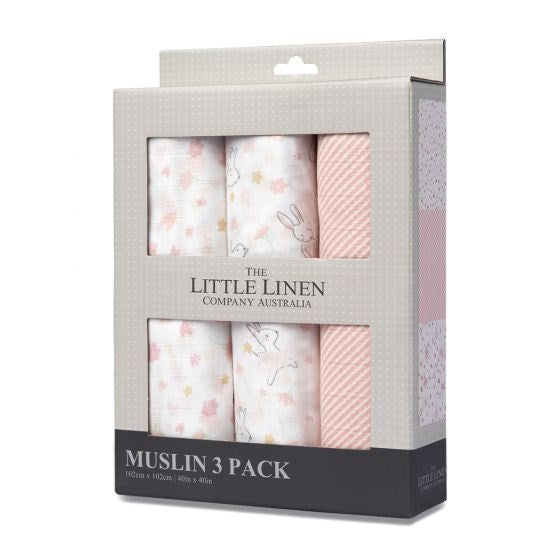 Little Linen TLLC Muslin Ballerina Bunny 3Pk (8266188161250)