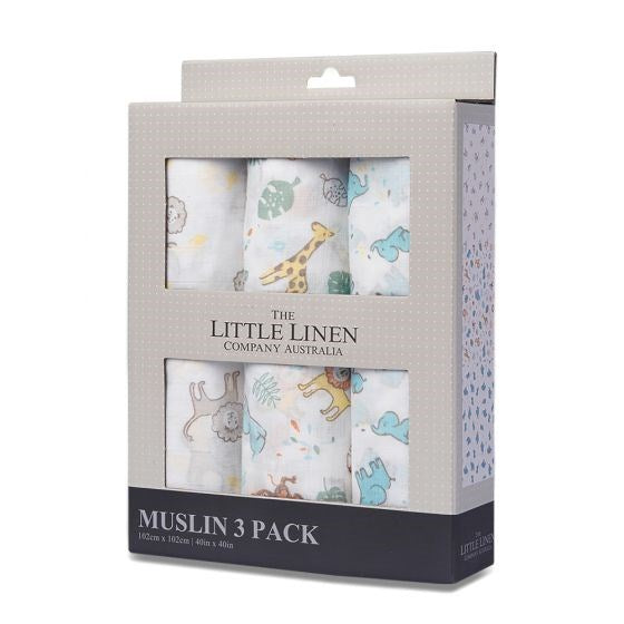 Little Linen TLLC Muslin Safari Bear 3Pk (8266188194018)