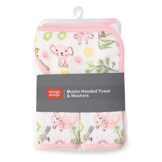 Little Linen Weegoamigo Hooded Towel + Washers Kimmy Koala (8266186784994)