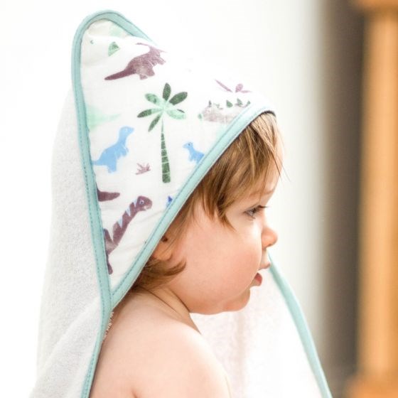 Little Linen Weegoamigo Hooded Towel + Washers Daryl Dino (8266186916066)