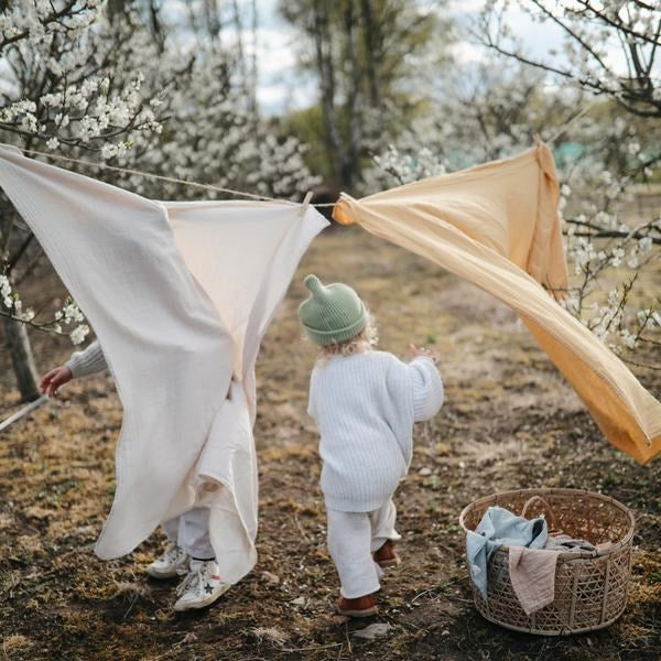 Mushie Muslin Swaddle Blanket Organic Cotton Fall Yellow (7446572040418)