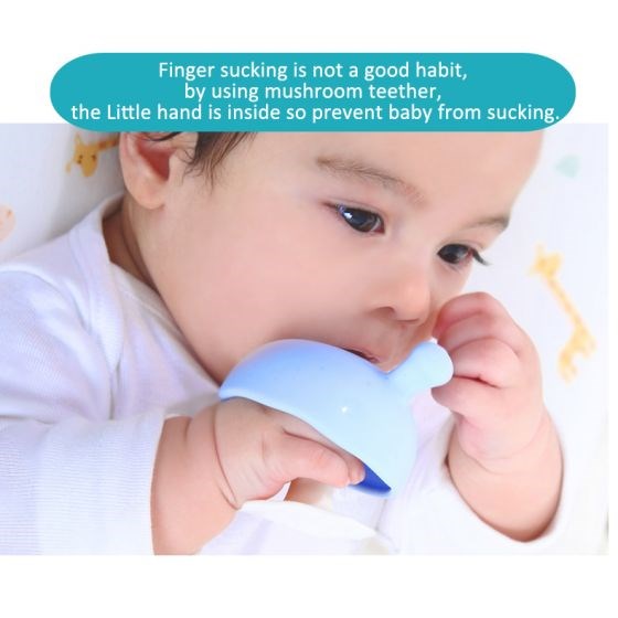 Mombella Mushroom Teether - Light Blue (7511788519650)