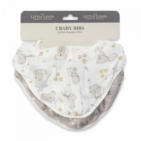 Little Linen TLLC Bib Cheeky Koala 2Pk Muslin (8266183934178)